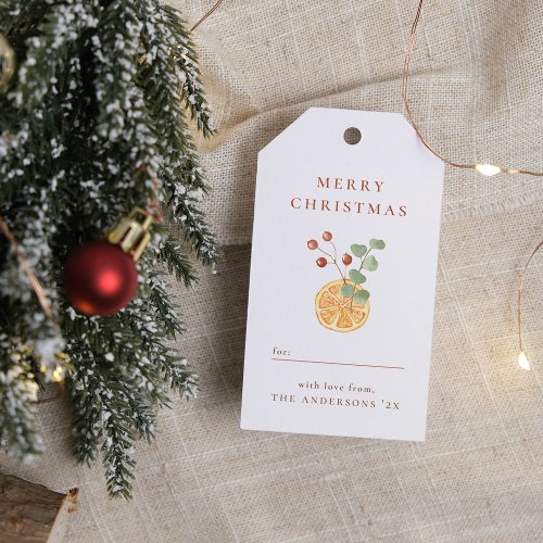 Merry Christmas Botanical Orange Hygge Gift Tags