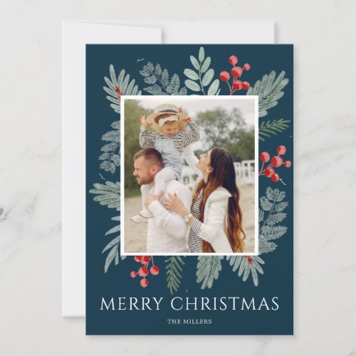 Merry Christmas  Botanical Photo  Holiday Card