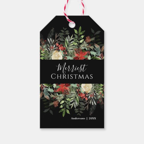 Merry Christmas  Botanical Rustic  Gift Tags