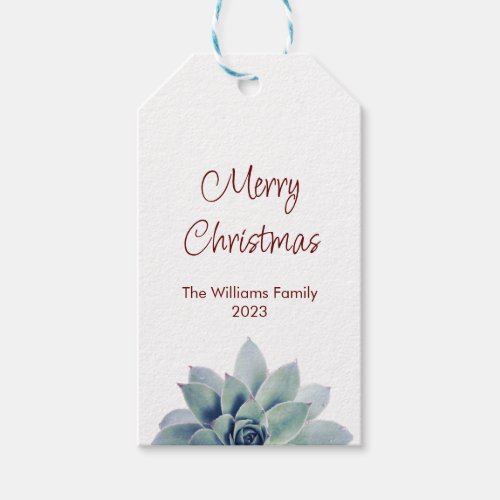 Merry Christmas Botanical Succulent   Gift Tags