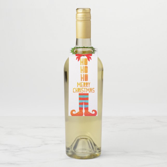 Merry Christmas Bottle Hanger Tag (On Bottle)