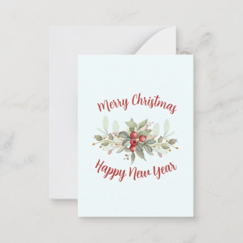Merry Christmas Bouquet Cranberry Red Script Note Card