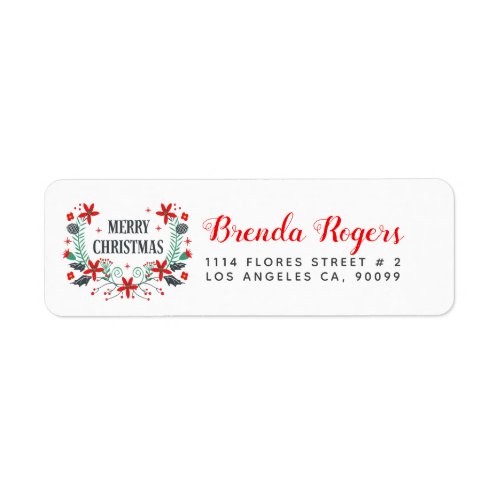 Merry Christmas Bouquet  Modern Typography Label
