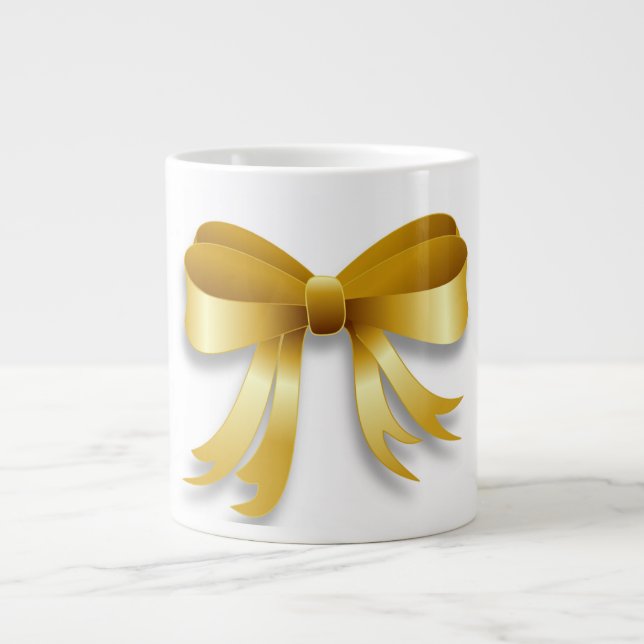 "MERRY CHRISTMAS" BOW GIANT COFFEE MUG (Front)