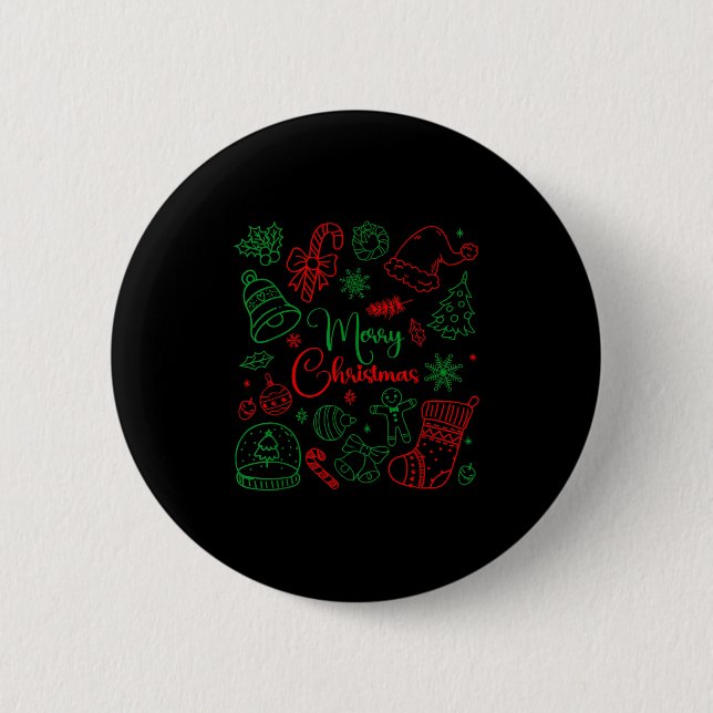 Merry Christmas Bow Santa Xmas Coquette Aesthetic  Button (Front)
