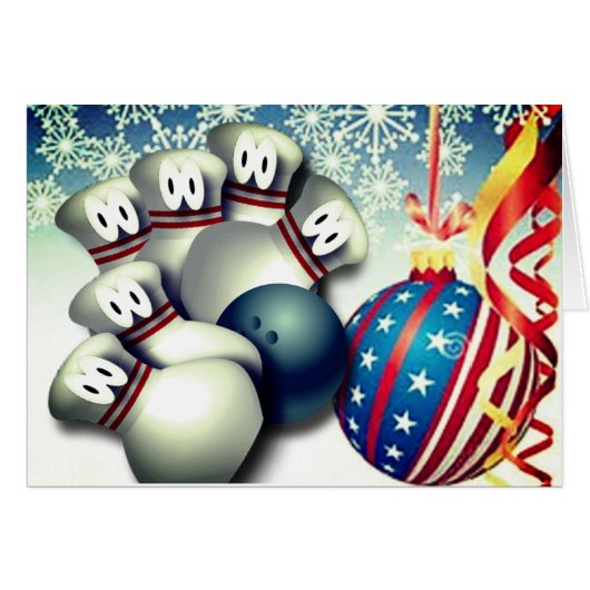 Merry Christmas Bowling Greetings Cards (Front Horizontal)