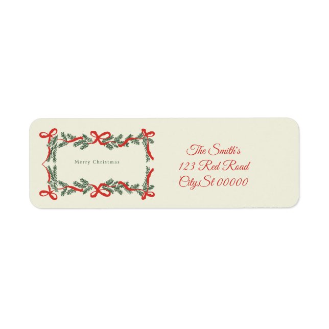Merry Christmas bows address Label (Front)