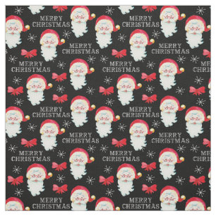 Merry Christmas Bows and Santa Claus Fabric