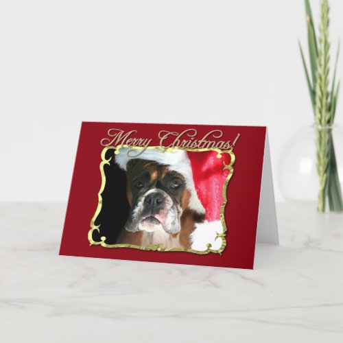 Merry Christmas Boxer dog greeting card