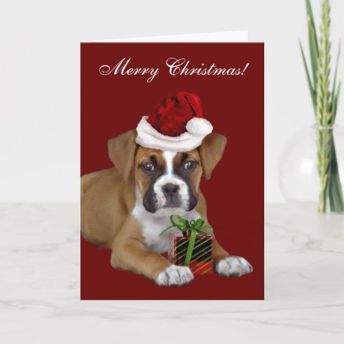 Merry Christmas Boxer Dog greeting card