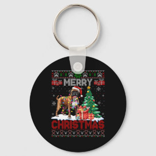 Merry Christmas Boxer Dog Lovers Family Ugly Xmas  Keychain