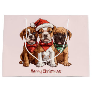Merry Christmas Boxer Dogs Large Gift Bag