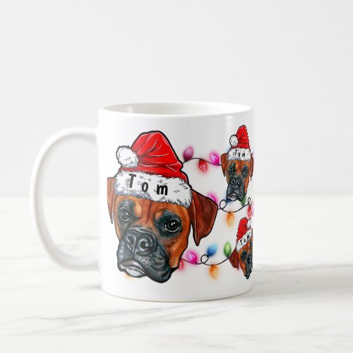 Merry Christmas Boxer Wearing Santa Hat Coffee Mug