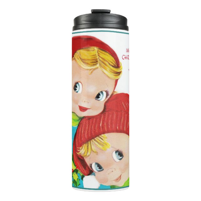 Merry Christmas Boy and Girl Thermal Tumbler (Front)