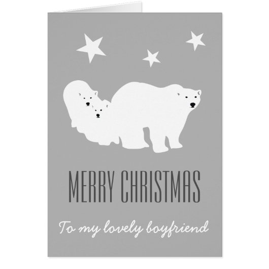 Merry Christmas Boyfriend Polar Bears Card (Front)