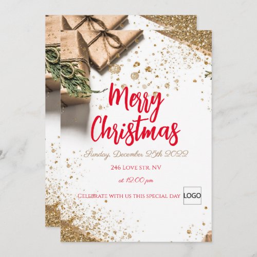 Merry Christmas brand logo qr code promo  Invitation