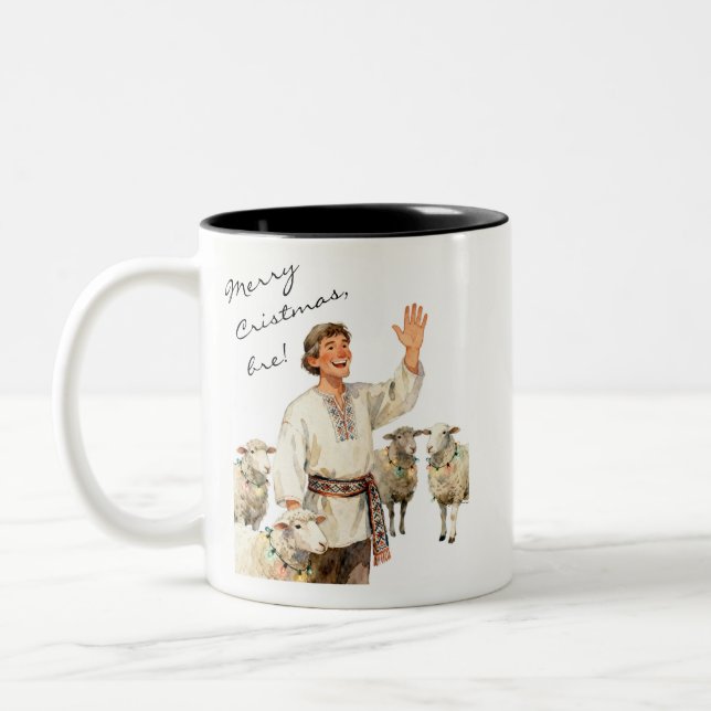 Merry Christmas, Bre!- Romanian Diaspora Holiday Two-Tone Coffee Mug (Left)