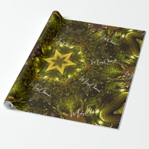 Merry Christmas Bright Golden Star Vintage Elegant Wrapping Paper