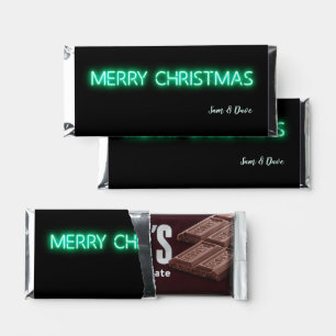 Merry Christmas Bright Neon Green Personalized Hershey Bar Favors