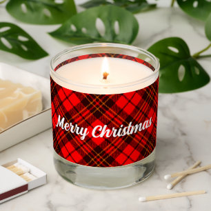 Merry Christmas Bright Red tartan plaid winter Scented Candle