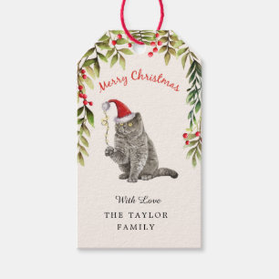 Merry Christmas British Shorthair Cat Lovers Gift Tags