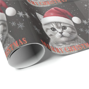 Merry Christmas British shorthair Cat, Santa Cat Wrapping Paper