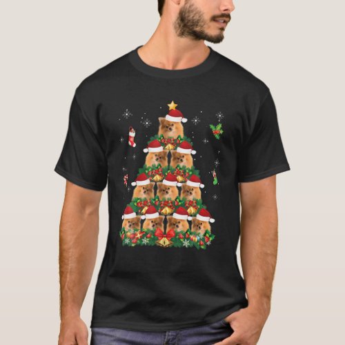 Merry Christmas Brittany Spaniel Dog Santa Tree Pa T_Shirt