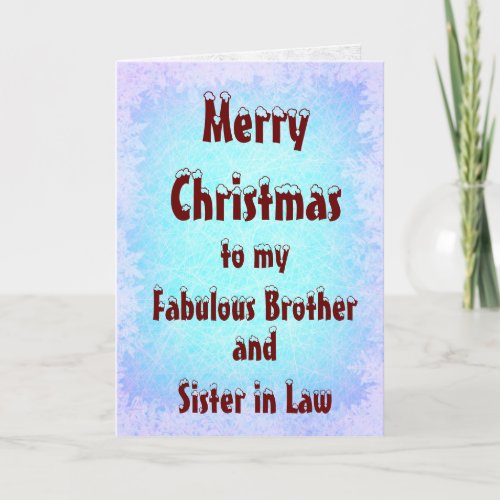 Merry Christmas Brother and Sister in Law Card