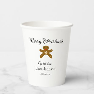 Merry Christmas brown cookies add name with love h Paper Cups