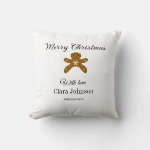 Merry Christmas brown cookies add name with love h Throw Pillow