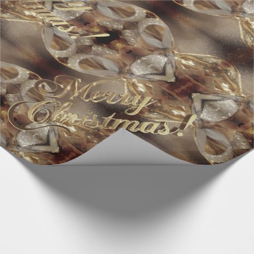 Merry Christmas Brown Gold Script Elegant Chic Wrapping Paper