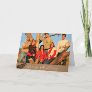 Merry Christmas Brown Moose With White Outline Holiday Card