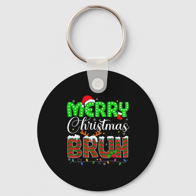 Merry Christmas Bruh Boys Teens Kids Men Xmas Paja Keychain (Front)