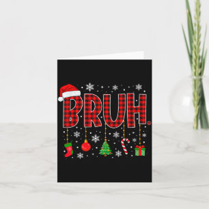 Merry Christmas Bruh Buffalo Plaid Retro Xmas Men Card