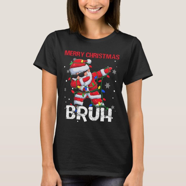 Merry Christmas Bruh Dabbing Santa Boys Kids Xmas  T-Shirt (Front)