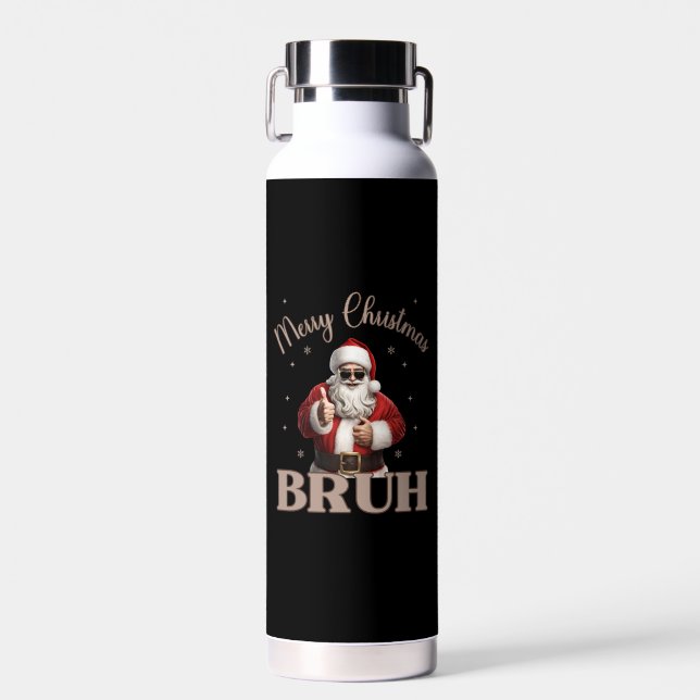 Merry Christmas BRUH Funny design Water Bottle (Front)