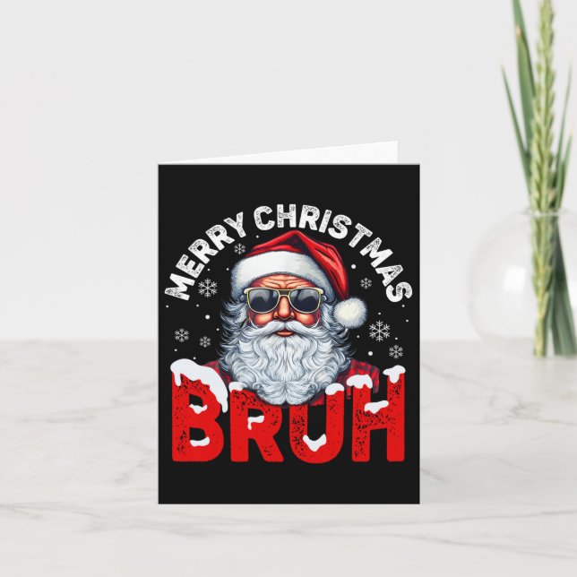 Merry Christmas Bruh Funny Santa Claus Retro Men W Card (Front)
