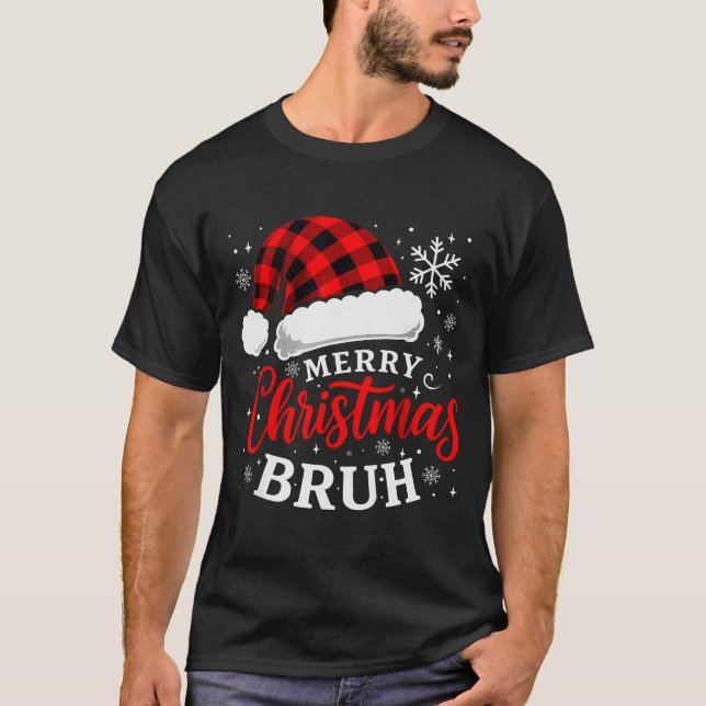 Merry Christmas Bruh Santa Claus Hat Xmas Mens Boy T-Shirt (Front)