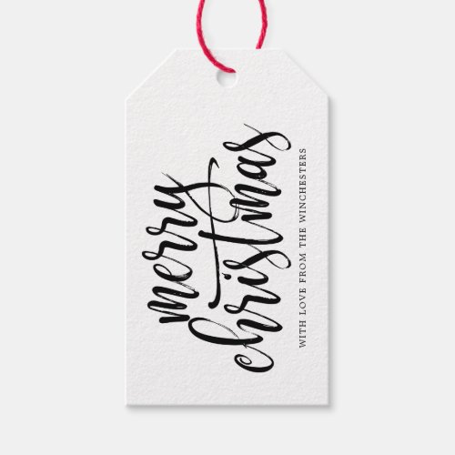 Merry Christmas Brushed Black Script Gift Tags