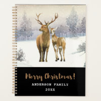 Merry Christmas Buck and Doe Deer Winter Scene  Planner