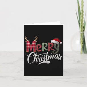 Merry Christmas Buffalo Black And White Plaid For  Card