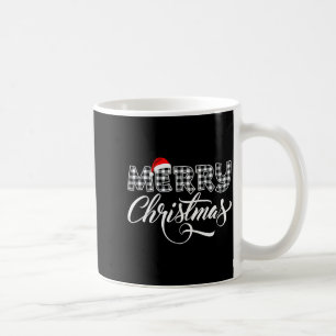 Merry Christmas Buffalo Black And White Plaid For Coffee Mug