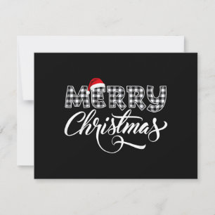 Merry Christmas Buffalo Black and White Plaid for  Invitation
