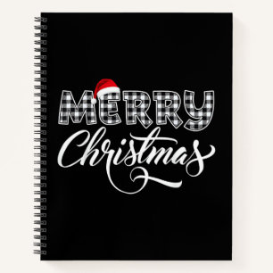 Merry Christmas Buffalo Black and White Plaid for Notebook