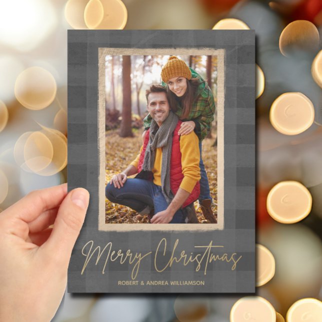 Merry Christmas Buffalo Check Photo Holiday Card (Merry Christmas Buffalo Check Photo Holiday Cards)