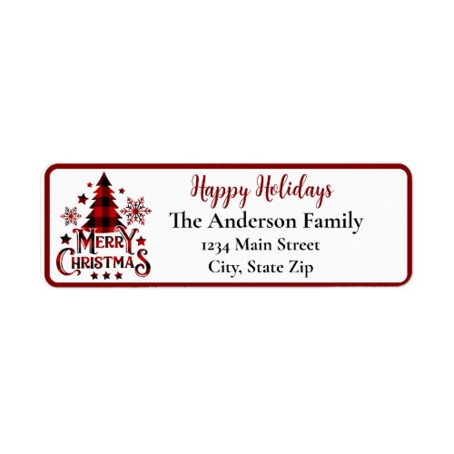 Merry Christmas Buffalo Plaid Address Label