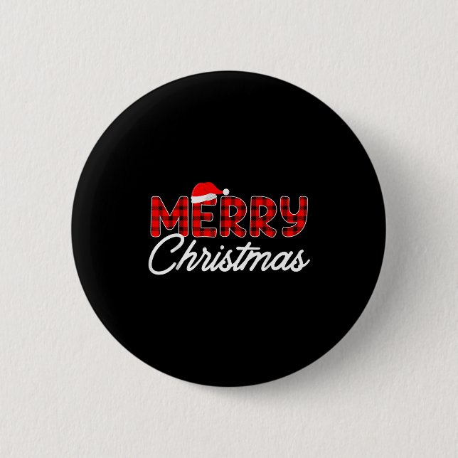 Merry Christmas Buffalo Plaid  Button (Front)