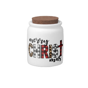 Merry CHRISTmas Buffalo Plaid Candy Jar