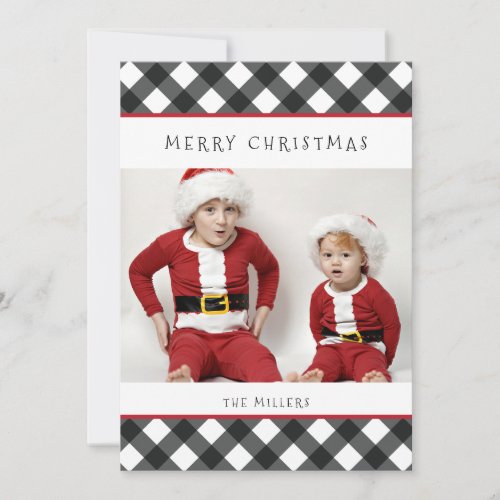 Merry Christmas Buffalo Plaid Card for Holidays