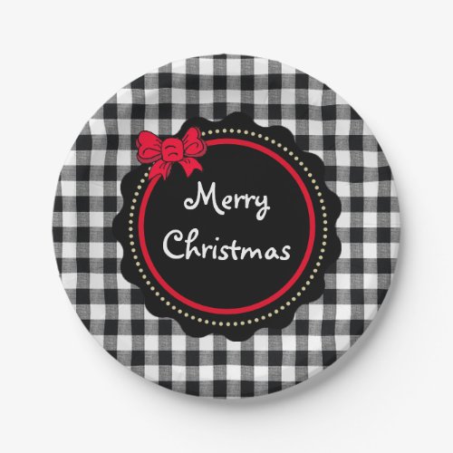 Merry Christmas Buffalo Plaid Country Style Paper Plates